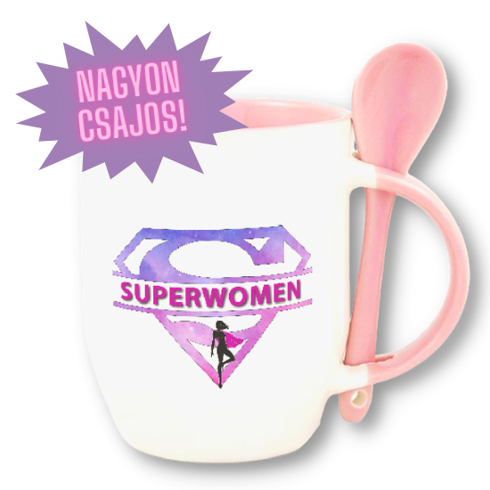 SuperWomen kávés bögre kanállal