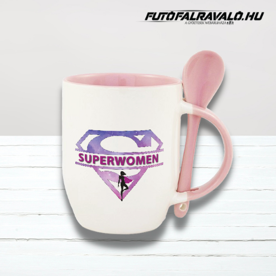 SuperWomen kávés bögre kanállal